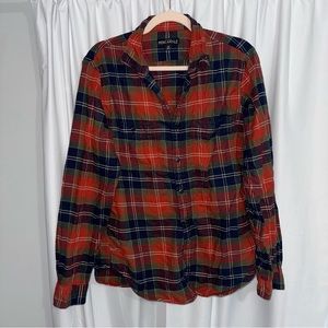J. Crew Mercantile Orange Flannel Button Down Medium